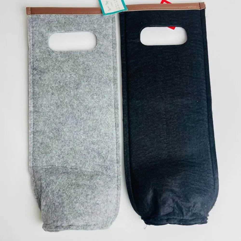 Set‎ of 2 Design Group Wine Bag Wine Gifting Bottle 6in x 15 in Gray & Black